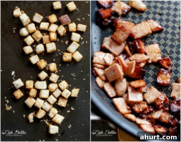 Collage showing before and after image of crispy pan-fried salmon