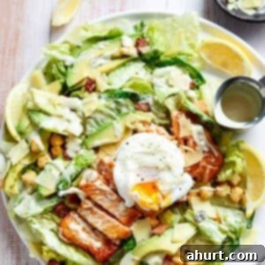 Elevated Salmon Avocado Caesar 8 Salmon and Avocado Caesar Salad on a platter