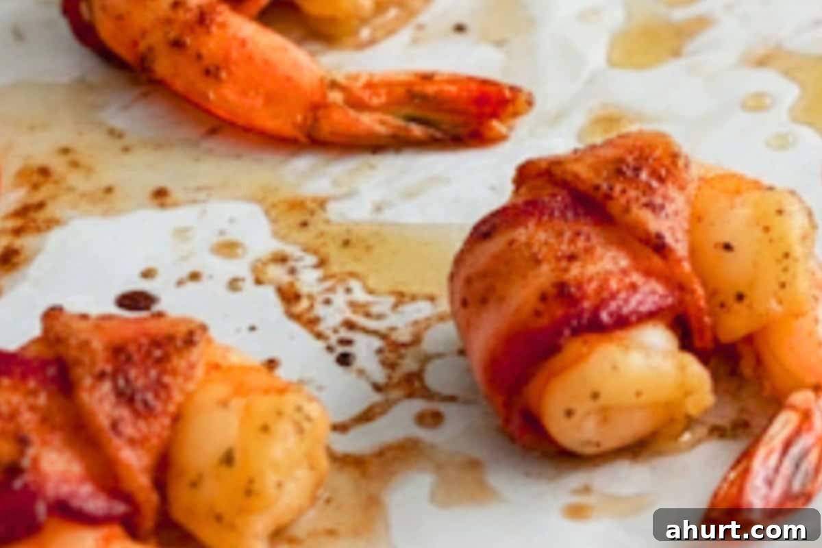 Irresistible Bacon-Wrapped Prawns 9 Broil Until Crispy: Arrange the shrimp on a lined baking sheet. Broil for 8 minutes, flip, and broil 2 minutes until shrimp are cooked.