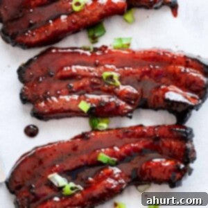 Glazed Char Siu Pork Belly 11 Sticky Chinese Barbecue Pork Belly pieces on a tray