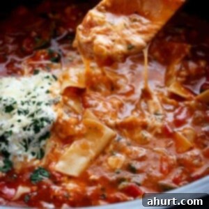 Cozy Slow Cooker Lasagna Soup 6 A lighter and healthier version of lasagna with all of the traditional flavors, this easy to make low fat lasagna soup comes together in minutes! No layering. No waiting around your oven. Simply throw all of your ingredients into your slow-cooker or crockpot and you have lasagna soup ready to be served whenever you are; with minimal work and maximum taste!