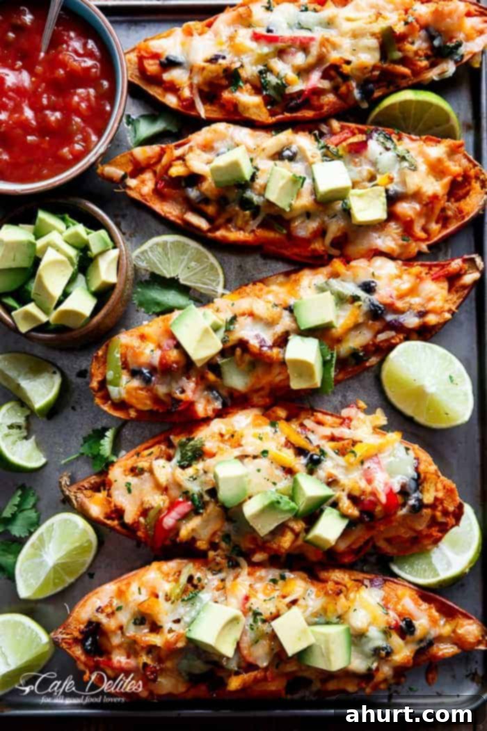 5 pieces of Twice Baked Chicken Fajita Sweet Potatoes 