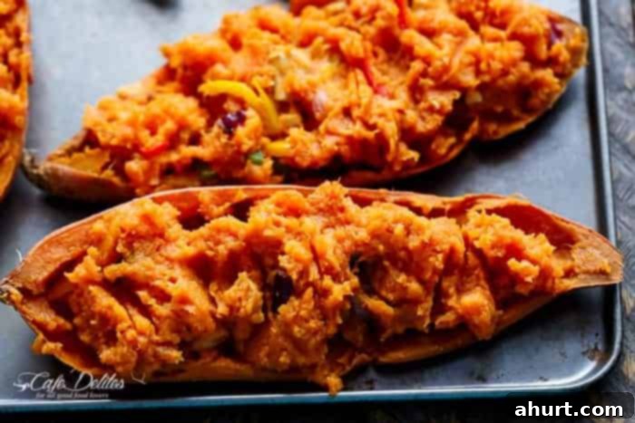 Twice Baked Chicken Fajita Sweet Potatoes 