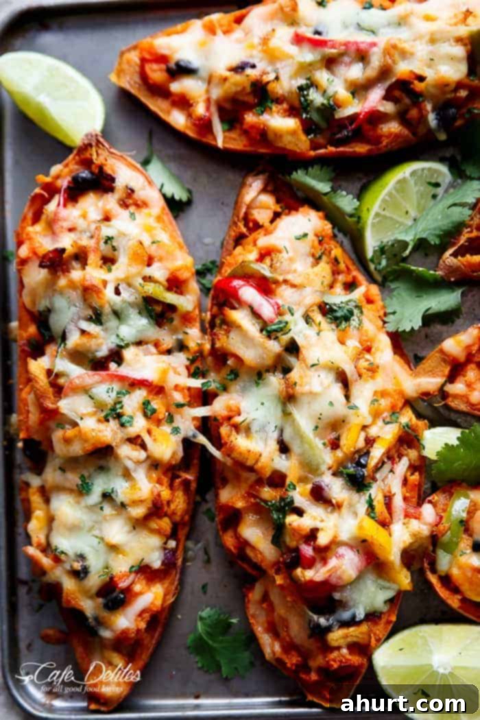 Chicken Fajita Sweet Potatoes on a plate