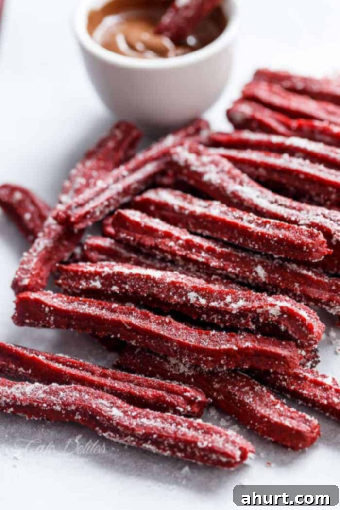 The Best Red Velvet Churros (Baked) on a tray