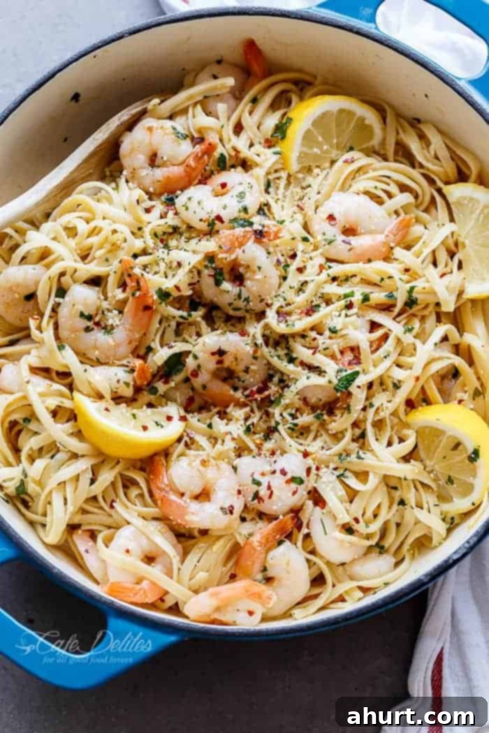 Nutty Browned Butter Shrimp Scampi 8 Browned Butter Shrimp Scampi with Parmesan Pasta! in a bowl
