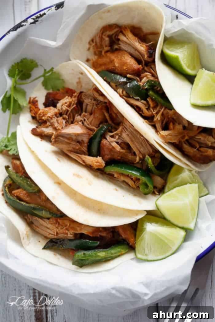 Crispy Slow Cooker Carnitas with tortillas