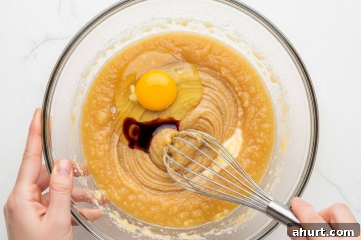 Sweet Cinnamon Fiesta Cake 5 In a bowl, whisk together the sugar, sweetener, butter, and applesauce until smooth. Add the egg and vanilla extract, then whisk until the mixture is light and creamy.