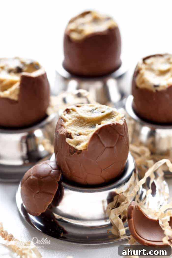 Chocolate Chip Cookie Dough Filled Easter Eggs looks delicious