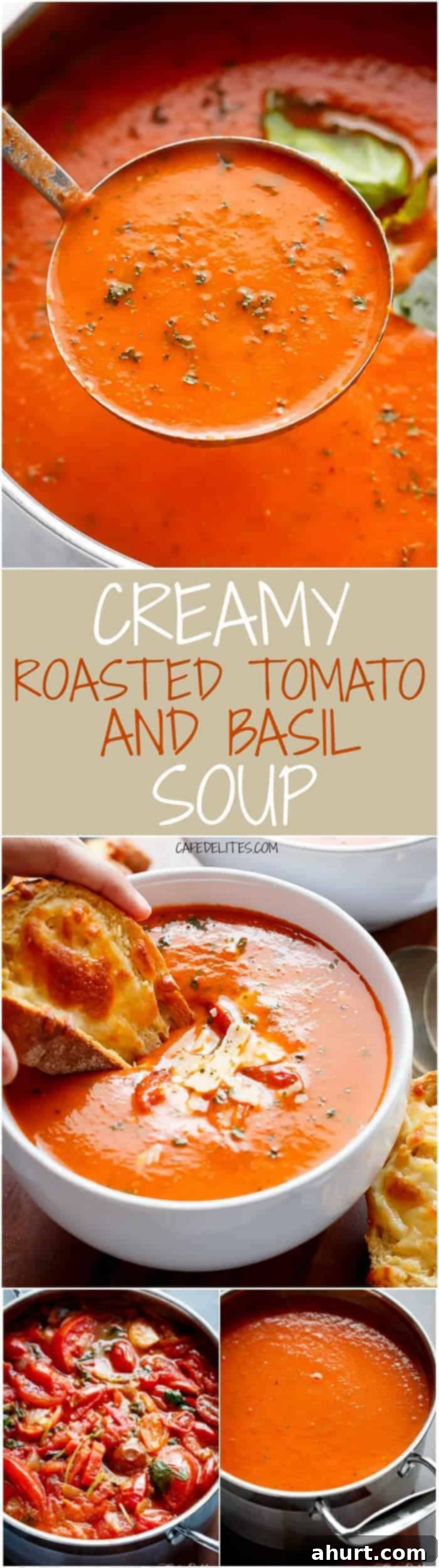 Velvety Roasted Tomato Basil Soup 10 PIN image of Creamy Roasted Tomato Basil Soup