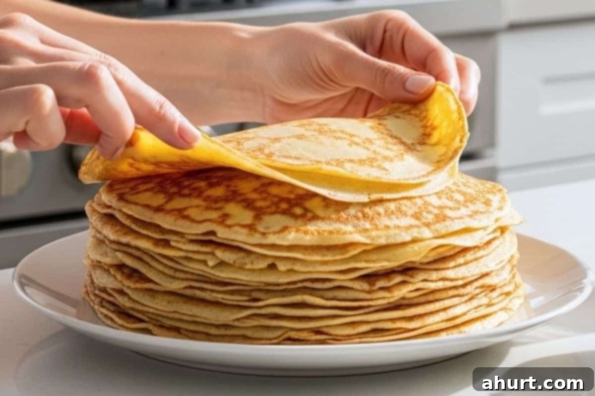 Stack on top of another the cooke crepe batter.