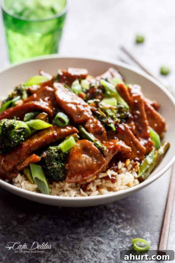 Extra Saucy Mongolian Beef and Broccoli 2 Mongolian Beef And Broccoli with rice in bowl
