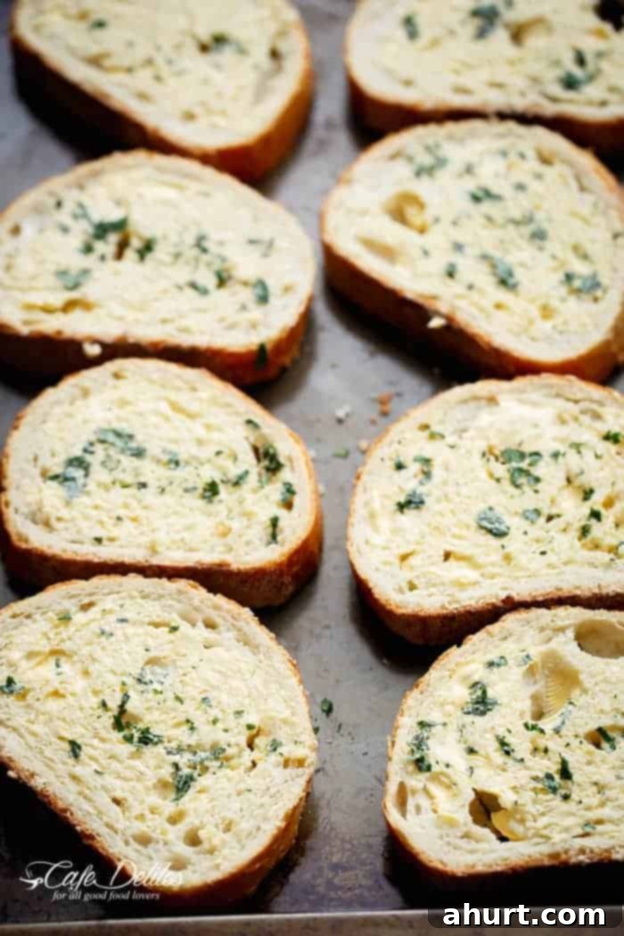 Caprese-Style Garlic Bread 4 Caprese Garlic Breads on a baking tray
