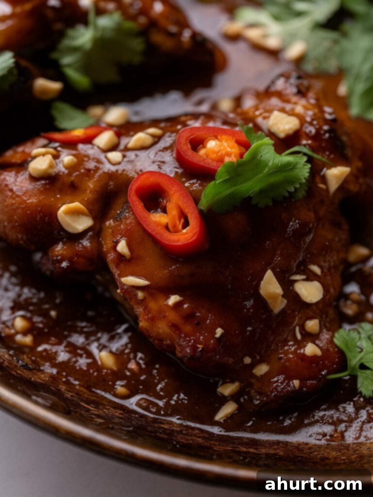 Sizzling Thai Chicken Skewers 10 Close up view image of Thai Satay Chicken In A Creamy Peanut Sauce in a pan