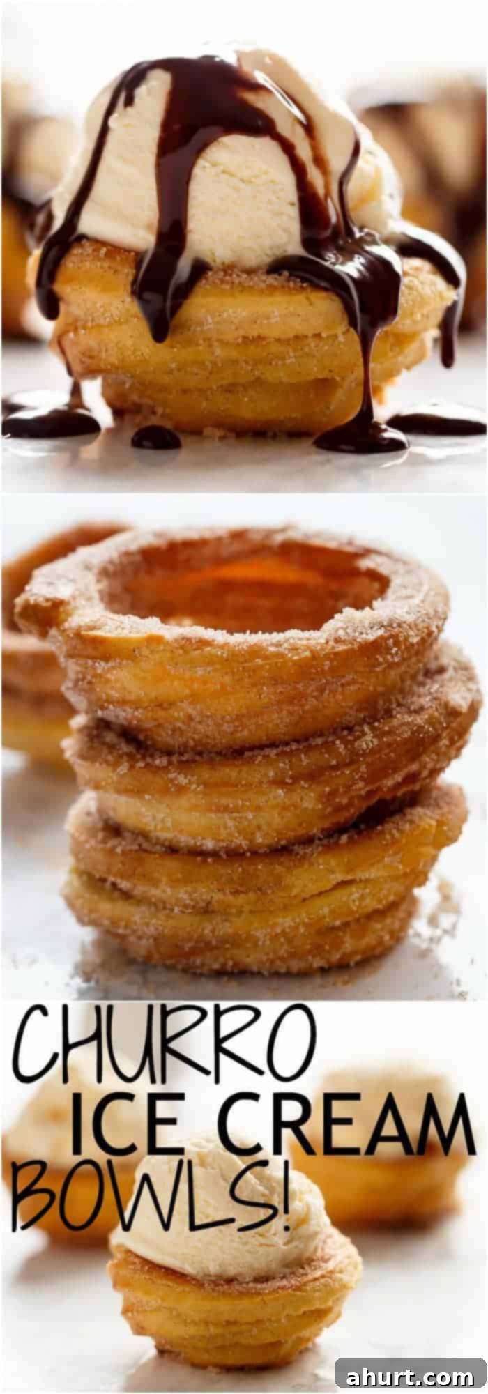 Churro Ice Cream Cups 12 Churro Ice Cream Bowls: Crispy on the outside, soft on the inside, and exactly how a Churro should be...but without deep frying! This baked version is a game-changer for dessert lovers.