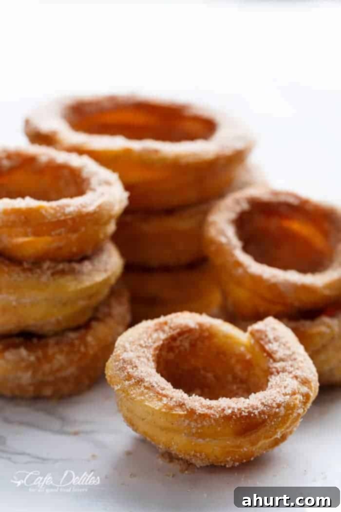 Close-up of baked Churro Ice Cream Bowls, crispy on the outside, soft on the inside, ready for dessert