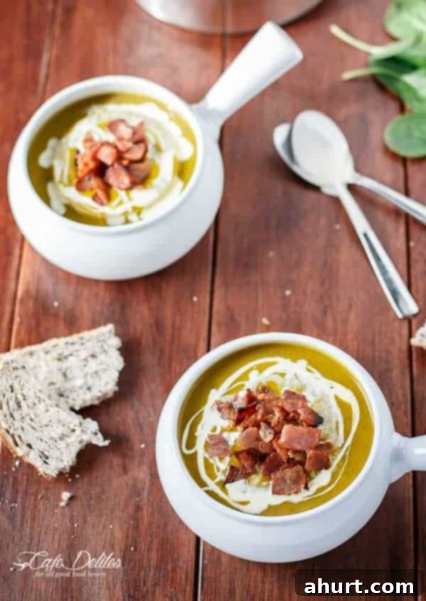 Golden Pumpkin Velouté with Spinach Ribbons and Crispy Bacon Crumble 9 2 pot with Creamy Pumpkin and Spinach Soup with Crispy Bacon