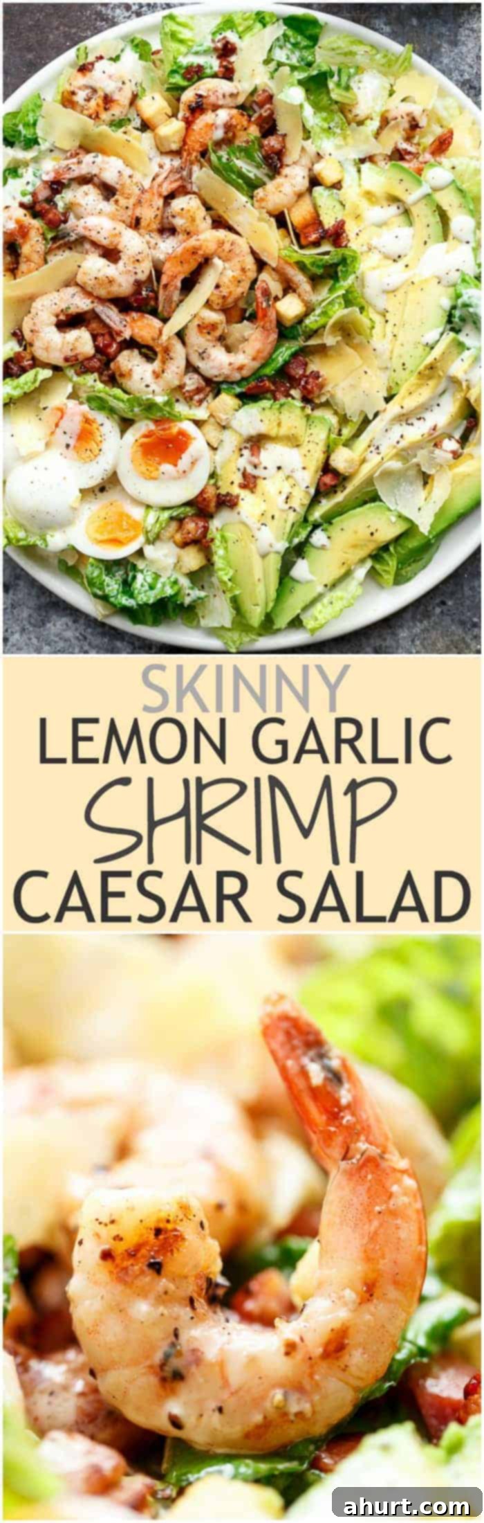 Lighter Lemon Garlic Shrimp Caesar Salad 11 PIN image Skinny Lemon Garlic Shrimp Caesar Salad
