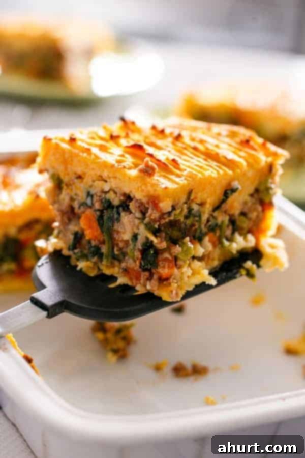 Pumpkin Beef Shepherd's Pie 3 A spoonful of Beef and Pumpkin Shepherd's Pie, showing rich filling and creamy topping
