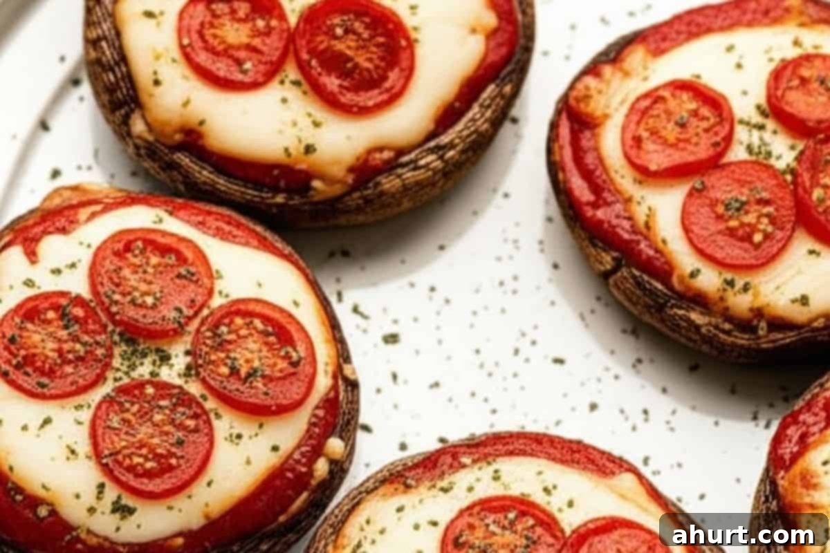 Speedy Portobello Pizza Caps 9 Sprinkling remaining Italian seasoning, salt, and pepper on freshly broiled Portobello Pizzas before serving for enhanced flavor