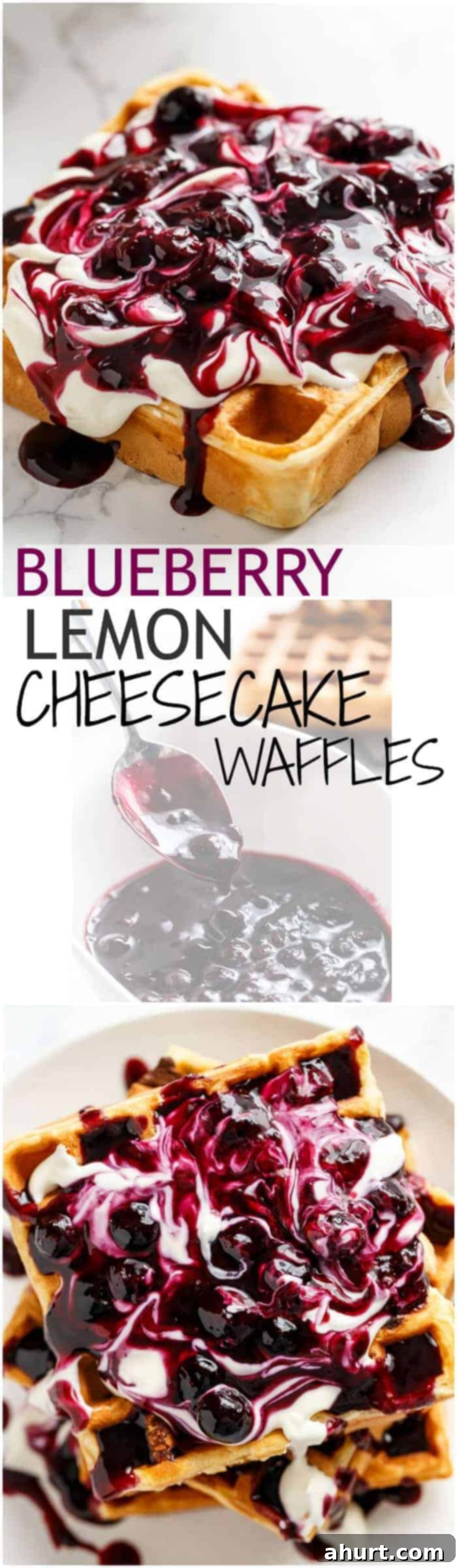 Sweet & Tangy Blueberry Lemon Cheesecake Waffles 8 PIN image of Blueberry Lemon Cheesecake Waffles