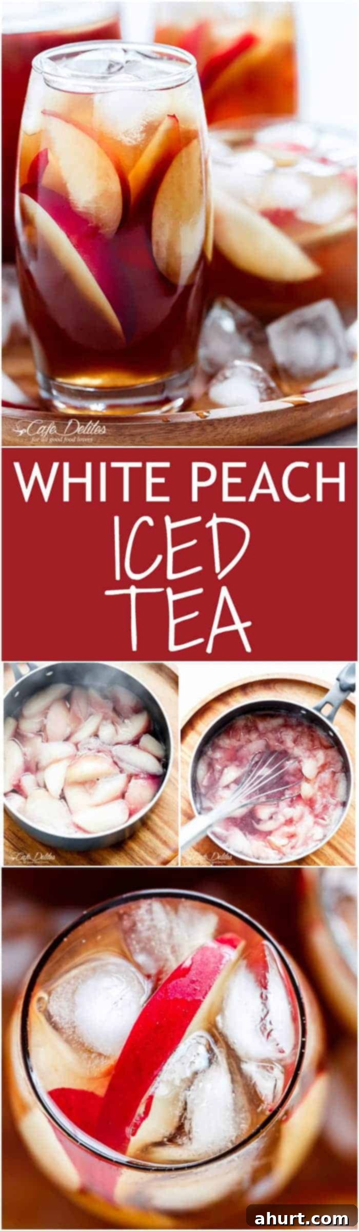 White Peach Iced Tea 10 PIN image of homemade white peach iced tea