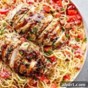 Summer Bruschetta Chicken Pasta Salad 7 Bruschetta Chicken Pasta Salad on a platter