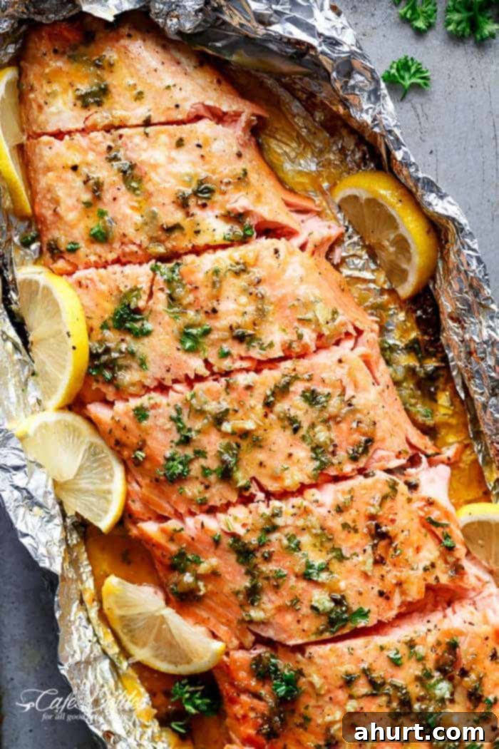 Honey Garlic Butter Salmon Parcels 2 Grilled Honey Garlic Butter Salmon In Foil