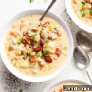 Creamy Chicken Corn Chowder 6 Slow Cooker Chicken Potato Corn Chowder, a hearty and creamy comfort meal.
