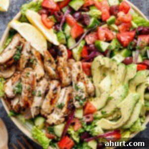 Mediterranean Grilled Lemon Herb Chicken Salad 9 Grilled Lemon Herb Mediterranean Chicken Salad in a plater