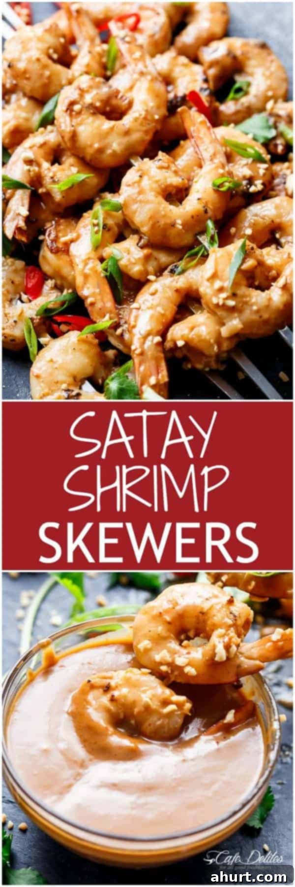Satay Prawn Kebabs 9 PIN image of Grilled Satay Shrimp Skewers with Thai-style peanut sauce