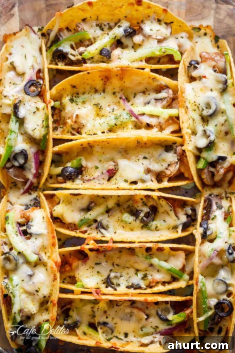 Smoky BBQ Chicken Taco Pizza 2 Easy Oven Baked Barbecue Chicken Pizza Tacos are full of pizza flavours, stuffed inside a crispy taco shell, to give you the BEST of both worlds