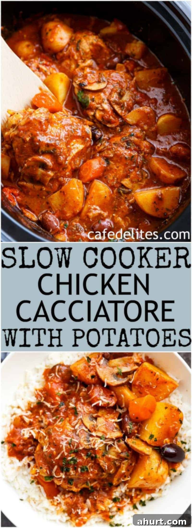Set It and Forget It Chicken Cacciatore 6 PIN Image of Slow Cooker Chicken Cacciatore