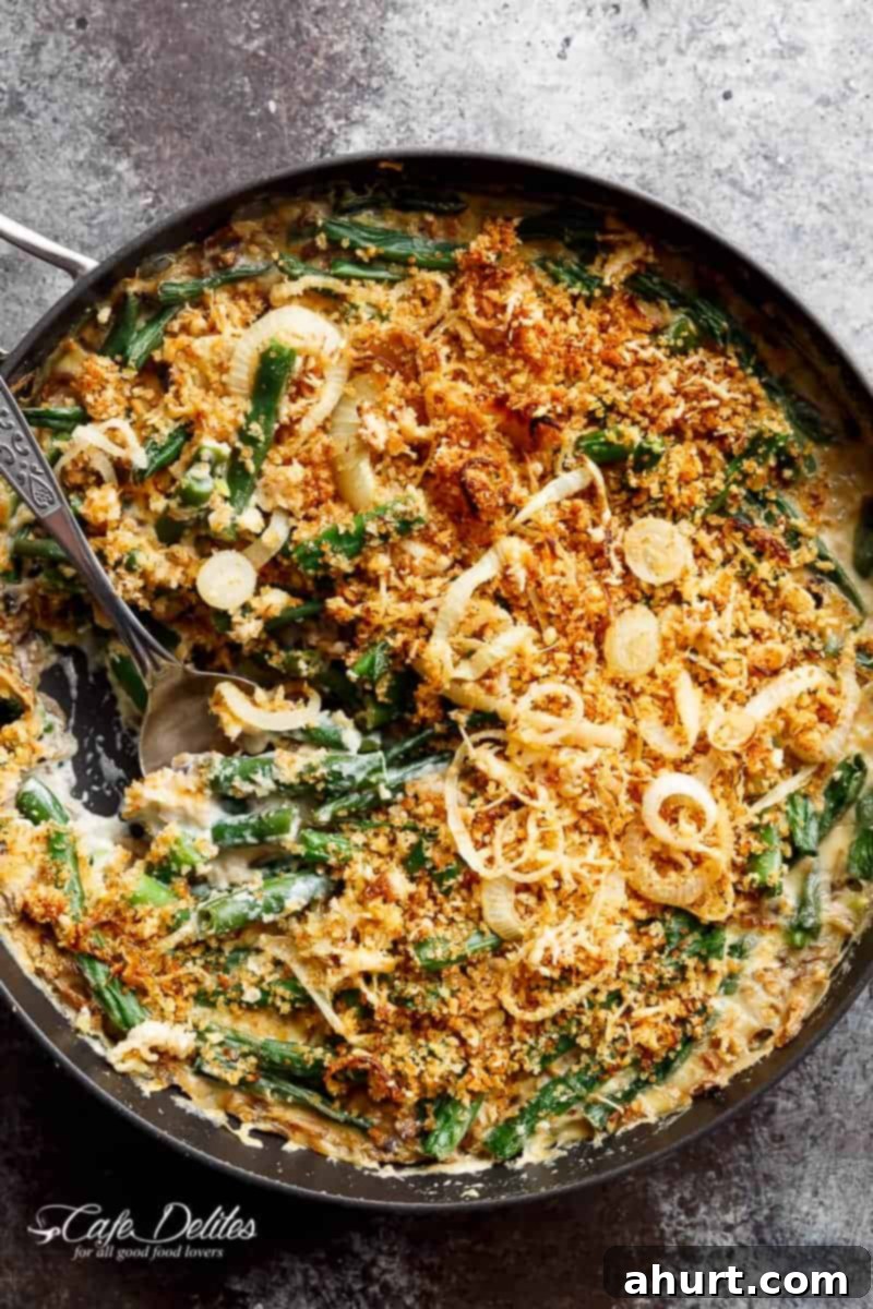 No-Bake Green Bean Casserole 2 Stove Top Green Bean Parmesan Casserole in a huge pan