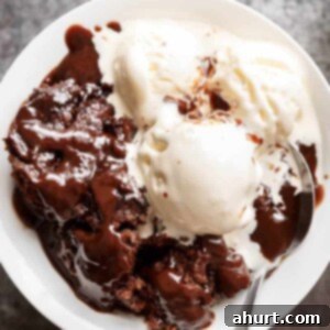Molten Chocolate Fudge Pudding Cake 11 Hot Fudge Chocolate Pudding Cake on a plate
