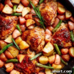 Sheet Pan Honey Mustard Chicken & Potatoes 13 Top view image of Honey Mustard Chicken & Potatoes