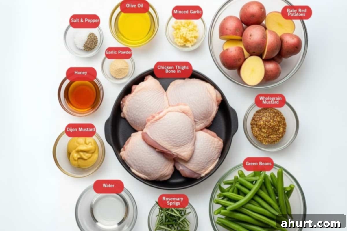 Sheet Pan Honey Mustard Chicken & Potatoes 3 ingredients to make honey mustard chicken
