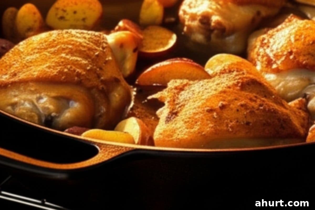 Sheet Pan Honey Mustard Chicken & Potatoes 10 transfer skillet pan to the preheated oven and bake for 40-45 mins