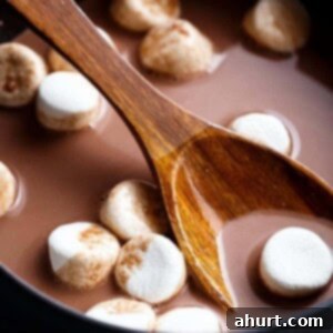 Comforting Hot Chocolate 5 Special Ingredient Hot Chocolate simmering in a saucepan.