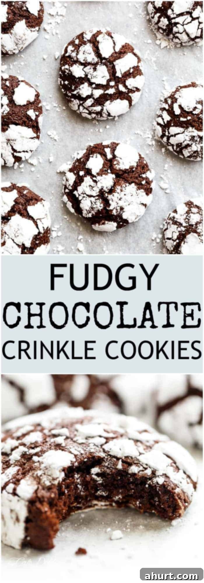 Divine Fudgy Chocolate Crinkles 7 Fudgy Chocolate Crinkle Cookies have an irresistible brownie textured centre, with a crunch of cookie on the outside! One of our favourite Christmas cookies right here! ONLY 88 calories EACH! PIN