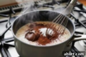Heating milk in a saucepan for Nutella Hot Chocolate