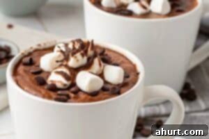 Nutella Hot Chocolate being poured into mugs