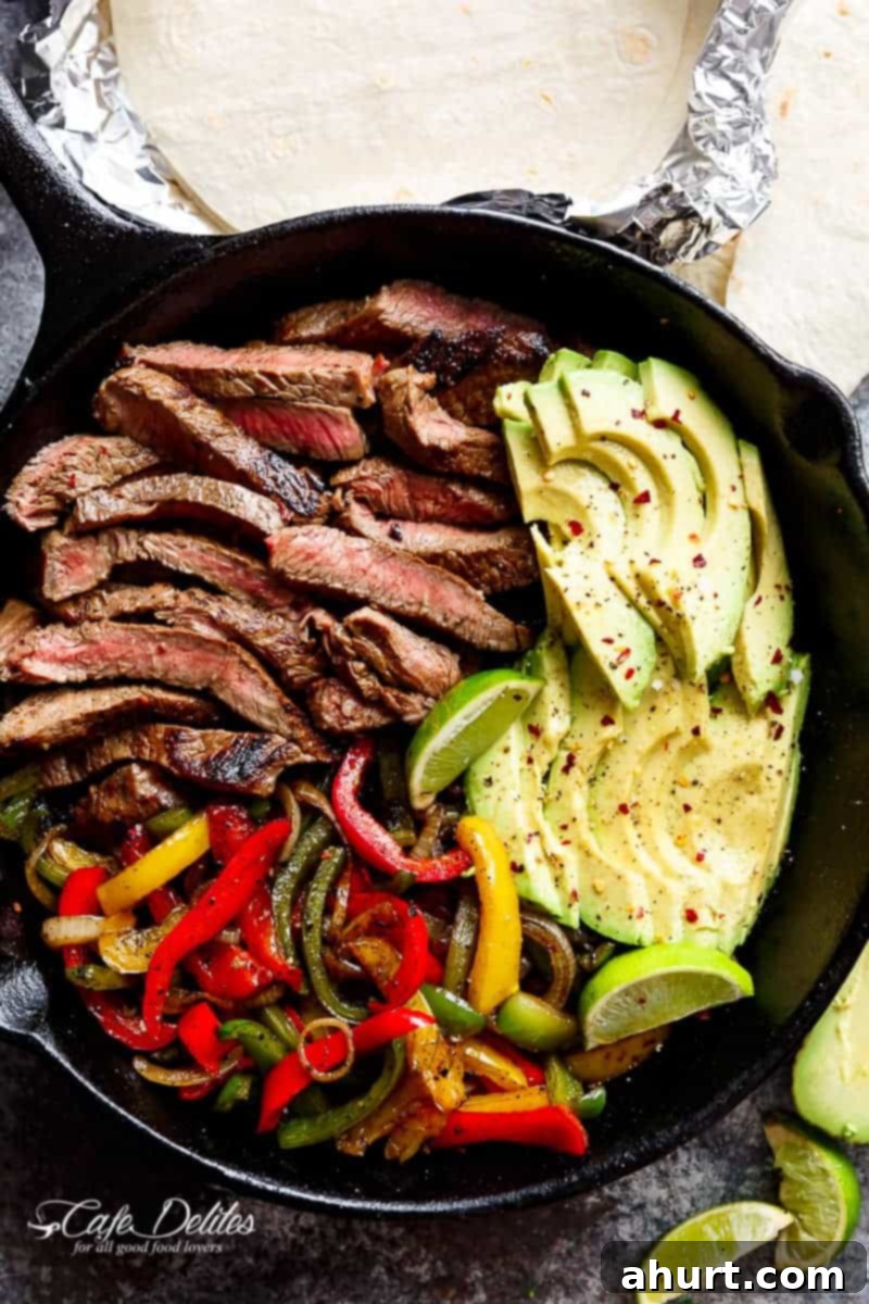 Chili Lime Steak Fajitas on a pan