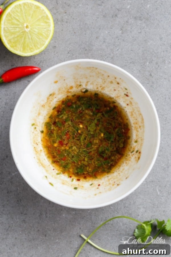 Grilled Chilli Lime Chicken Fajita Salad dressing in a bowl