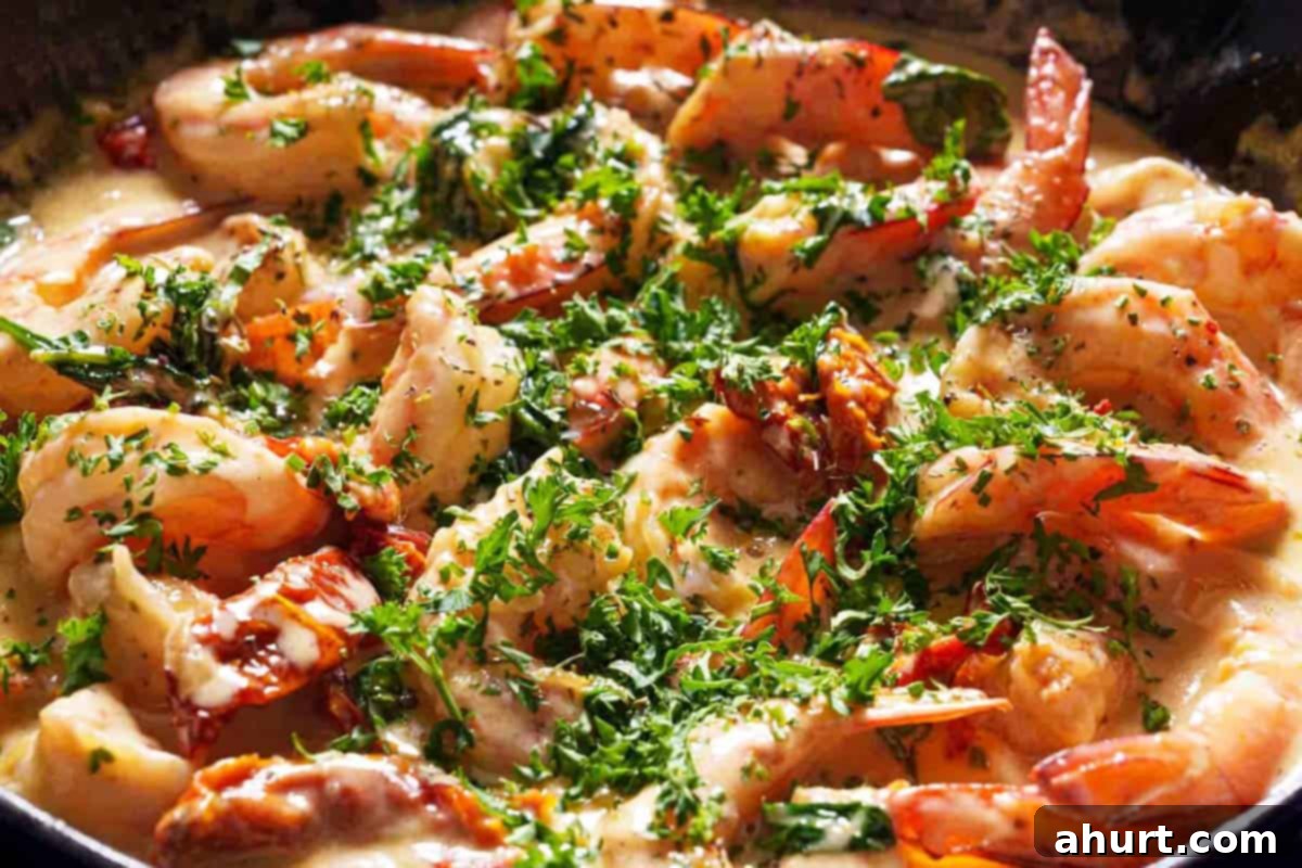 Creamy Tuscan Garlic Butter Shrimp 9 Image of the ready-made sauce, ready to be served or added to pasta, rice, or steamed vegetables.