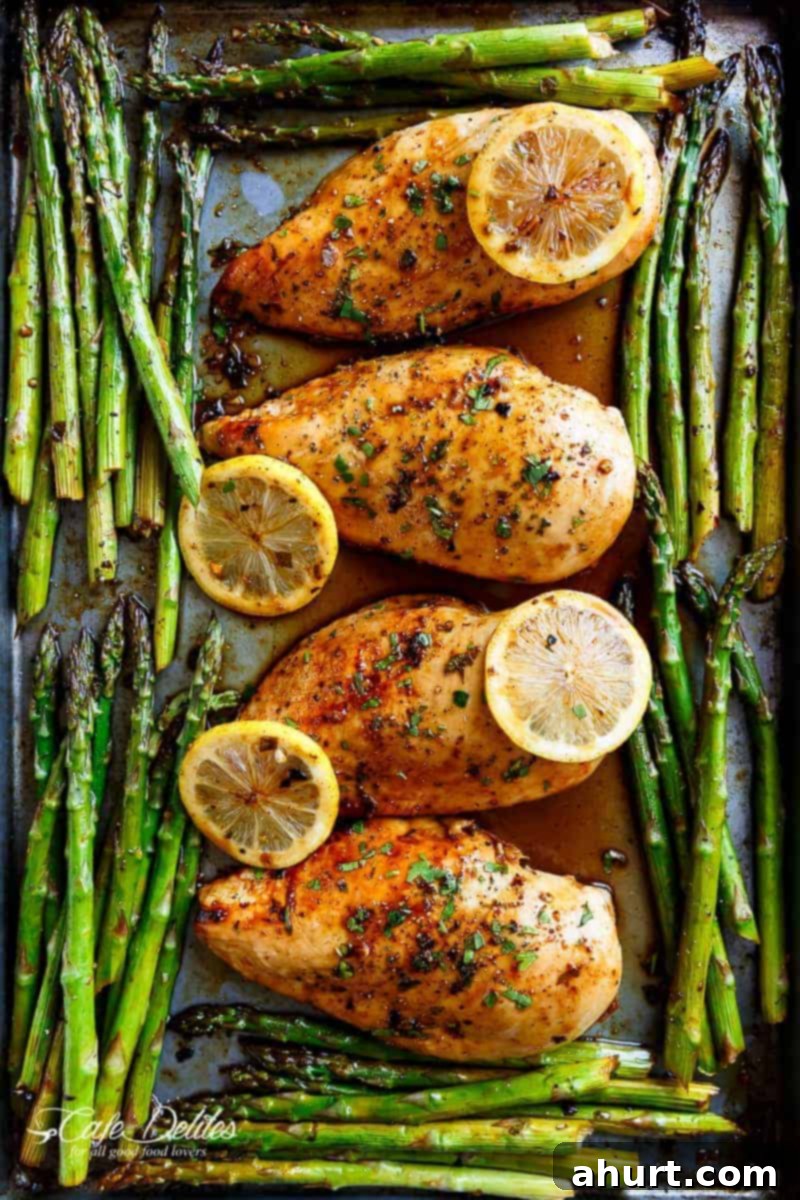 Effortless Honey Lemon Chicken Asparagus Bake 2 4 pieces of One Pan Honey Lemon Chicken Asparagus