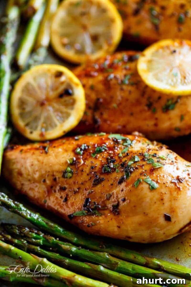 Effortless Honey Lemon Chicken Asparagus Bake 3 Super zoom in image of One Pan Honey Lemon Chicken Asparagus