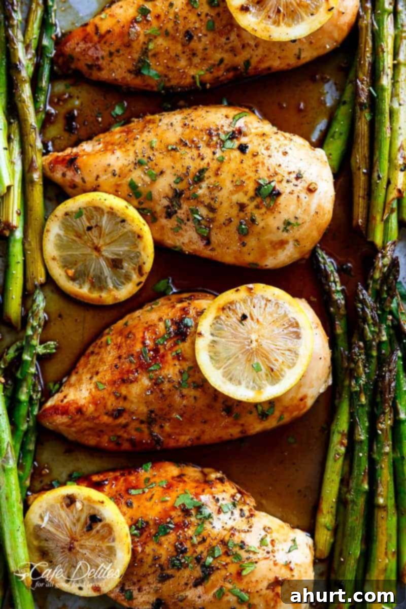 Effortless Honey Lemon Chicken Asparagus Bake 4 Zoom in image of One Pan Honey Lemon Chicken Asparagus