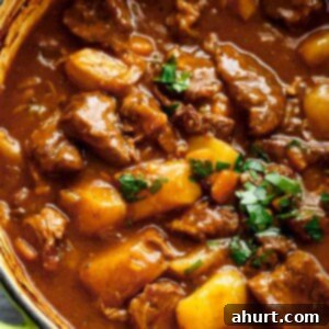 Hearty Guinness Beef Stew 4 Beef And Guinness Stew in a pot