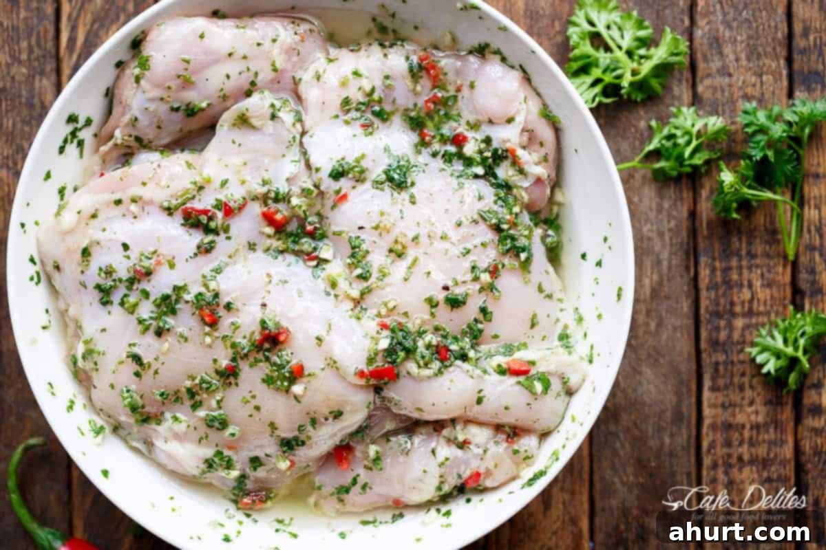 Marinated chicken for Grilled Chimichurri Chicken Avocado Salad 